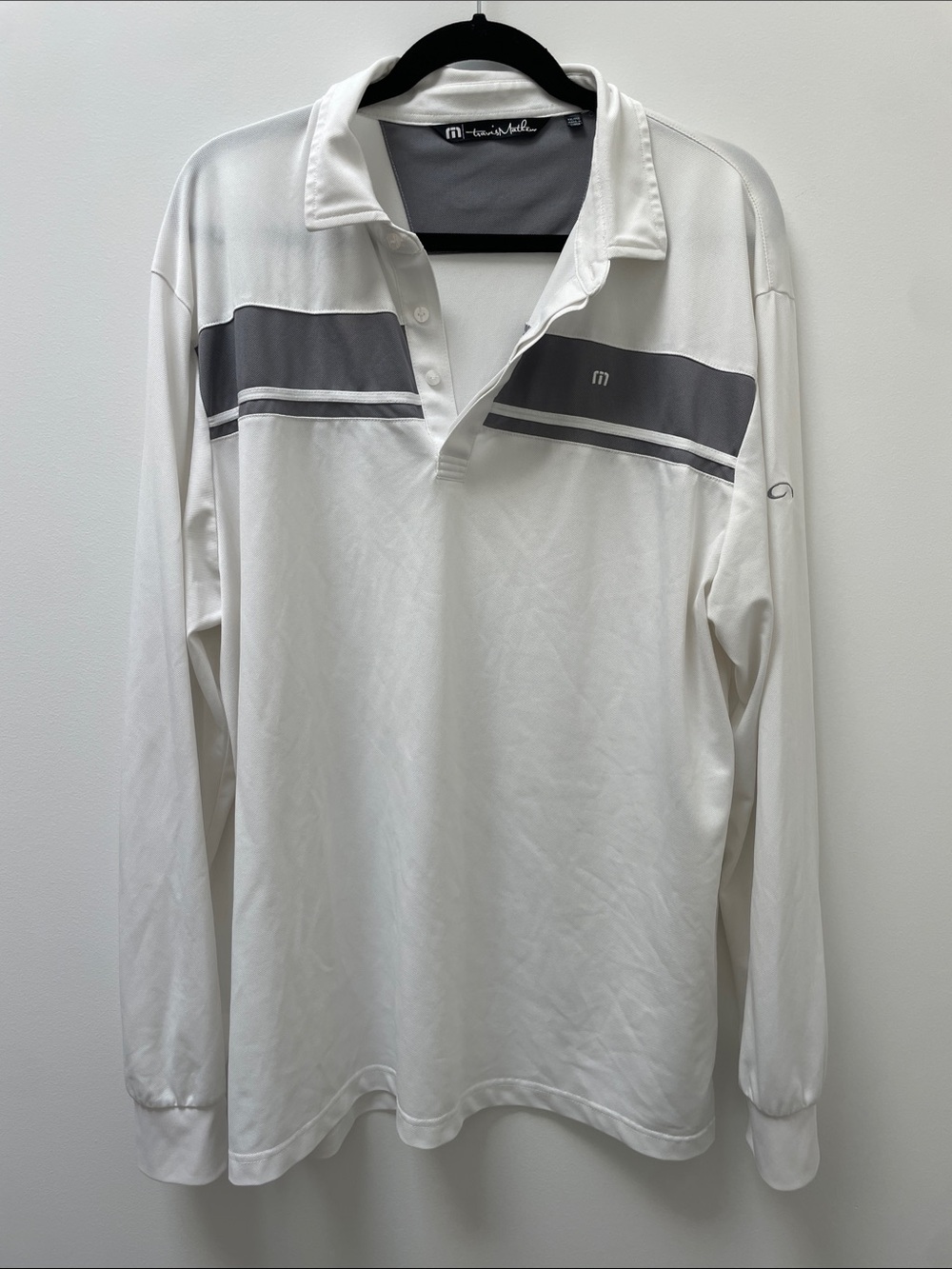 Travis Mathew Long Sleeve Grey White Heater Golf Polo